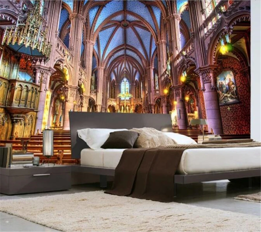 beibehang Custom wallpaper 3d murals Nordic simple beautiful church sofa background wall decorative painting mural | Обустройство