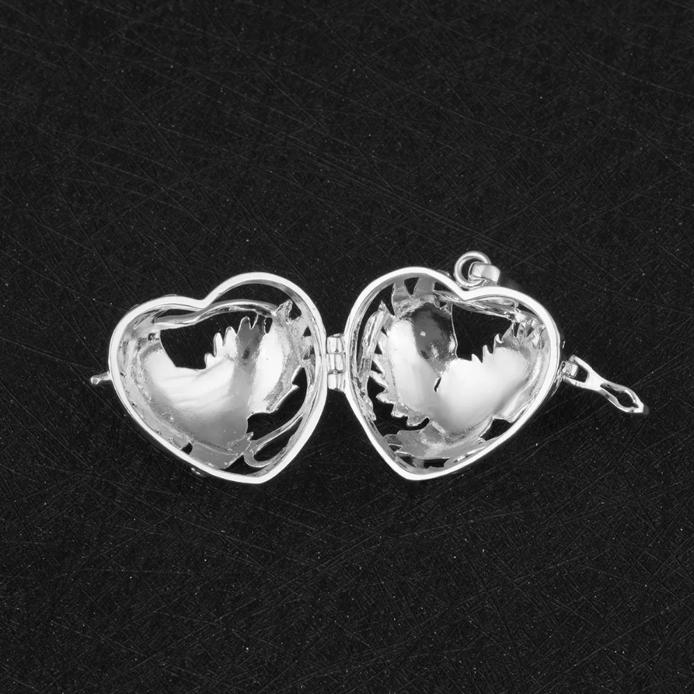 

Eudora Harmony Heart Eagle Locket Floating Cage Pendant Necklace fit Angel Wishing Bell Harmony Ball for Women baby Nice Gift