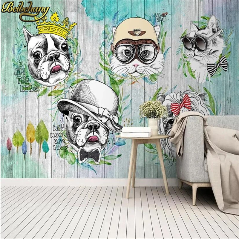 Beibehang пользовательские фото 3D Настенные обои животное кошка собака мультфильм детская комната фон 3D живопись обои домашний декор