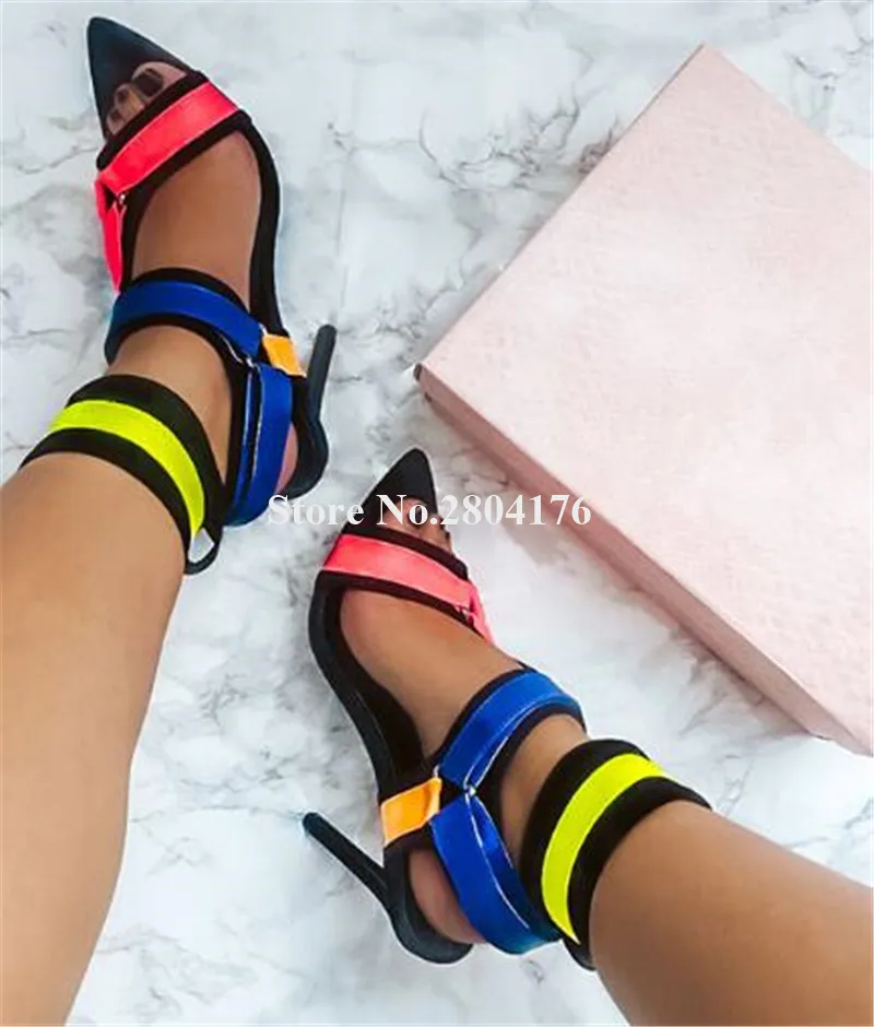 Фирменный дизайн женские модные замшевые босоножки на шпильке с острым носком