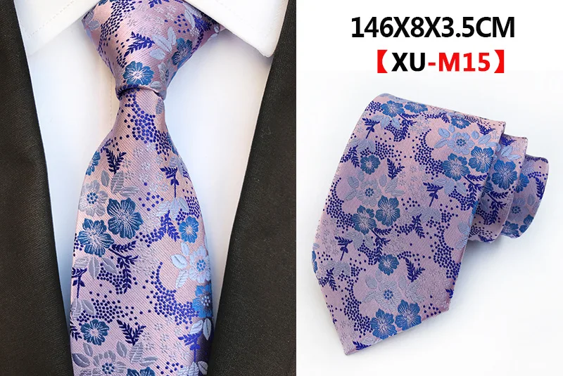 XU-M15 Модный шелковый цветочный мужской узкий галстук цветочные галстуки цветочный узор формальный деловой мужской классический галстук пейсли для шелковые галстуки - Цвет: XU-M15
