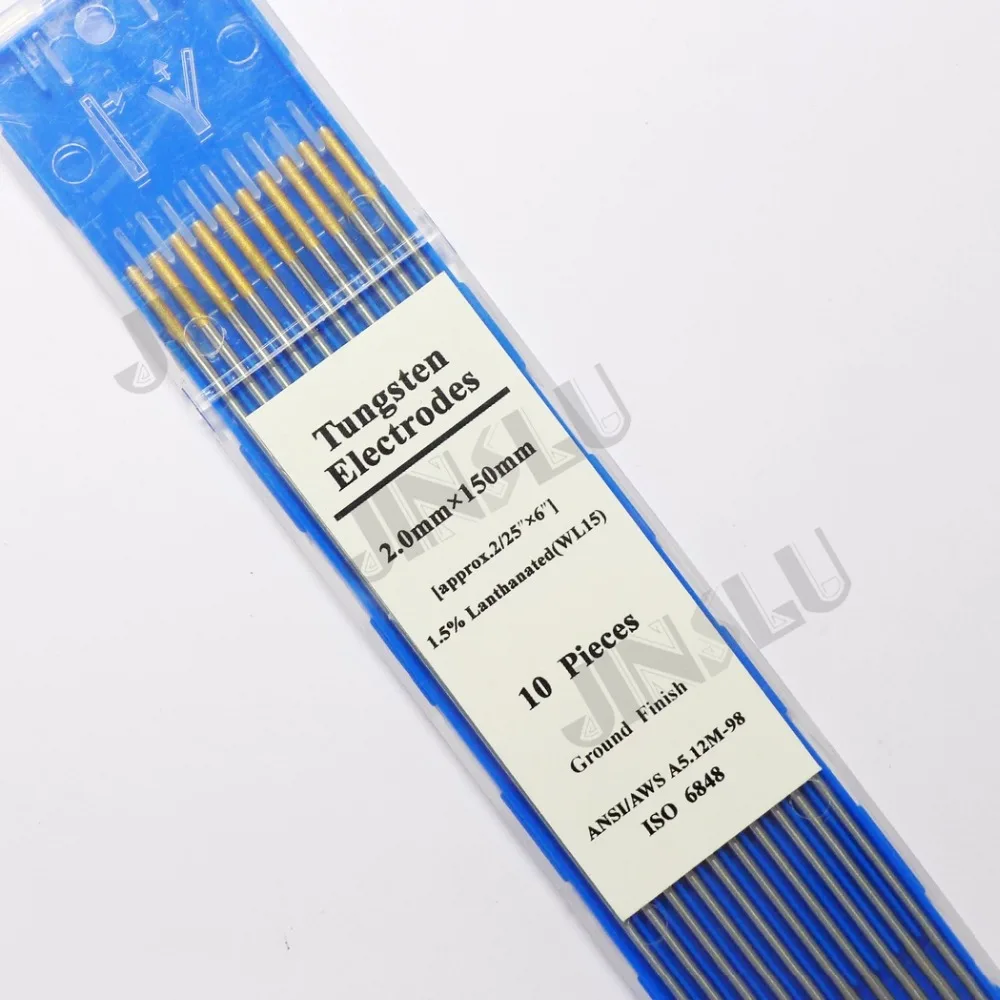 TIG сварочный вольфрамовый электрод 1.5% с золотым наконечником WL15 Lanthanated 2/2" x6(2,0 мм x 150 мм) 10 шт