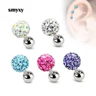 Женские серьги-гвоздики из нержавеющей стали в стиле панк с Т-образным винтом и хрустальными шариками, милые серьги-гвоздики для Пирсинга Ушей, ювелирное украшение для медицинская титановая сталь