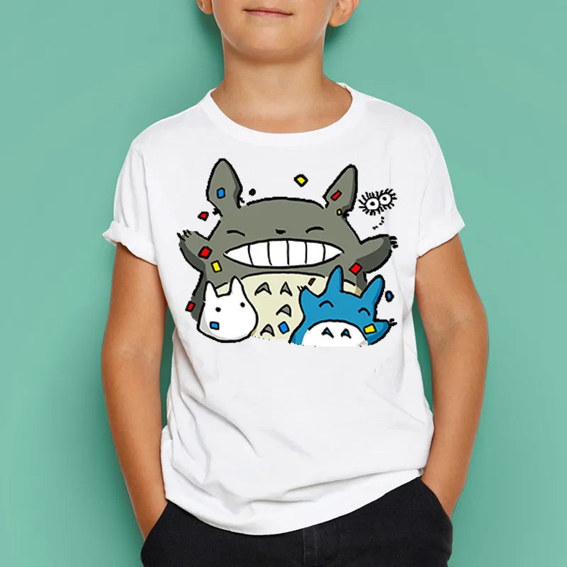 Забавная футболка для мальчиков и девочек с аниме Тоторо на троне летняя одежда