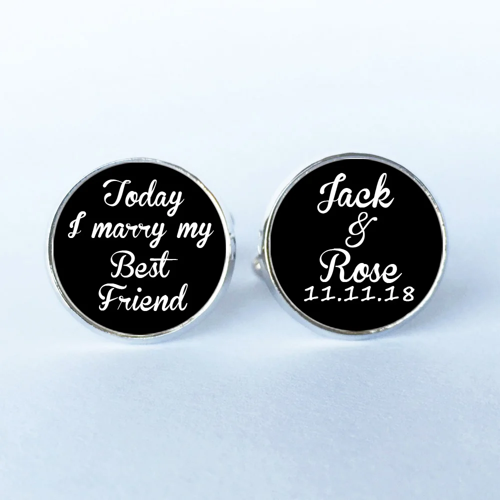 Можно настроить любое слово свадебные запонки на заказ белый черный фон мужские