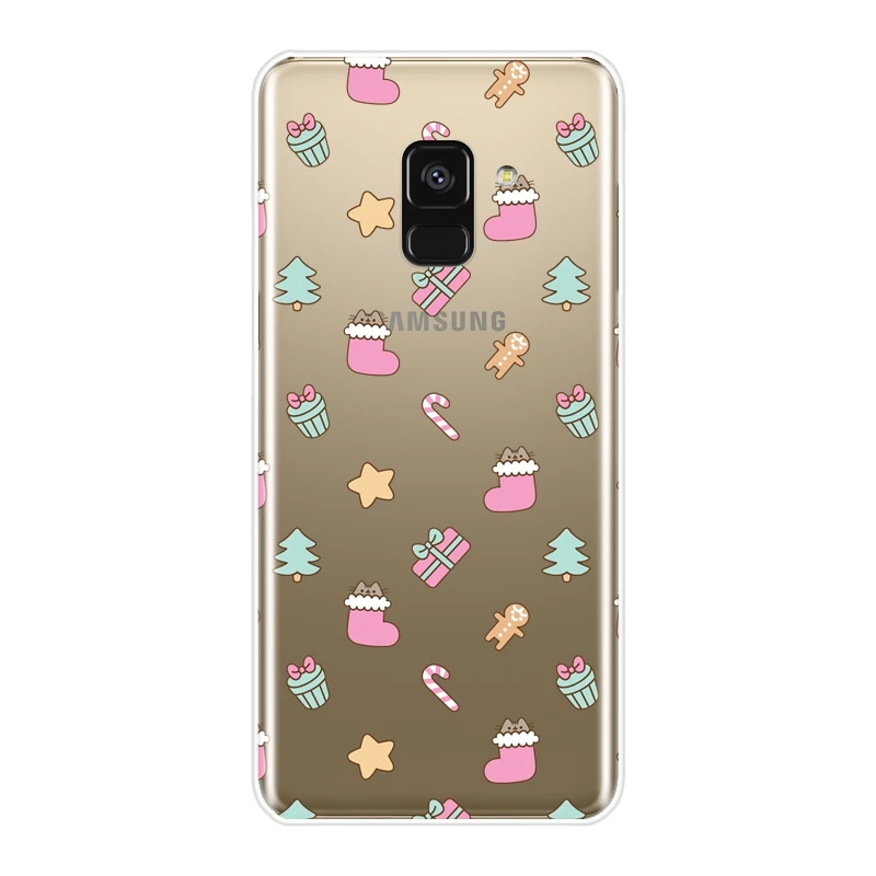 Рождественская елка олень задняя крышка для Samsung Galaxy A6 A8 Plus 2018 A5 A7 Мягкий