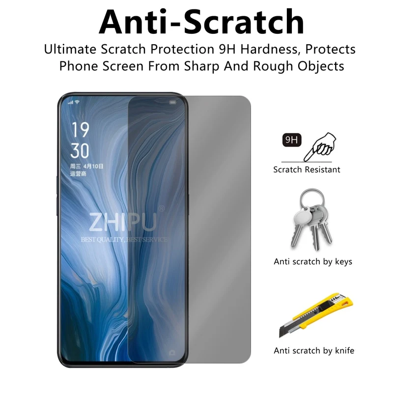 Для Oppo Reno 10x zoom 2.5D Arc Edge антишпионское закаленное стекло для 6 "Защитная пленка