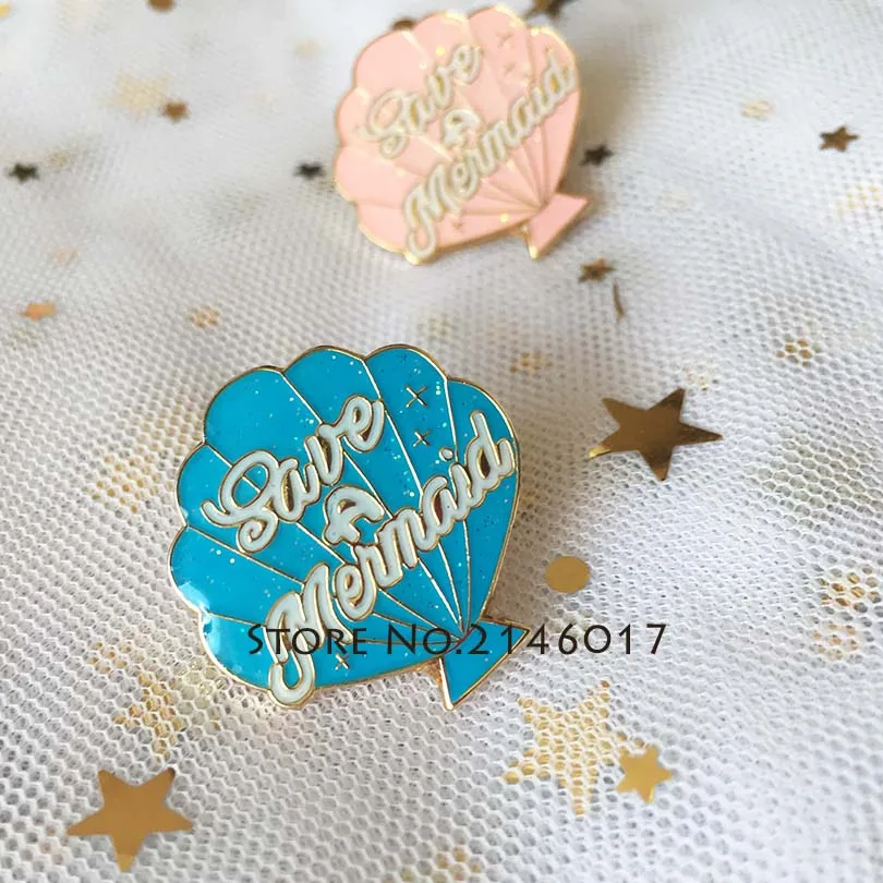 1 ''Горячая Морская раковина Новое поступление сине-розовая булавка для