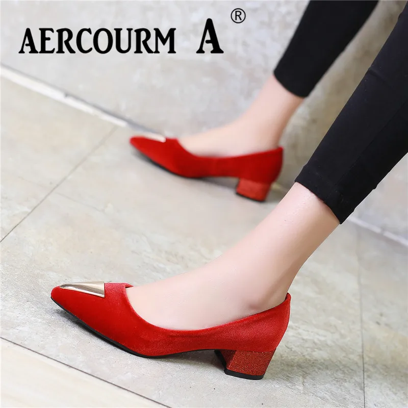 Туфли-лодочки Aercourm A женские на низком каблуке из флока туфли-лодочки с