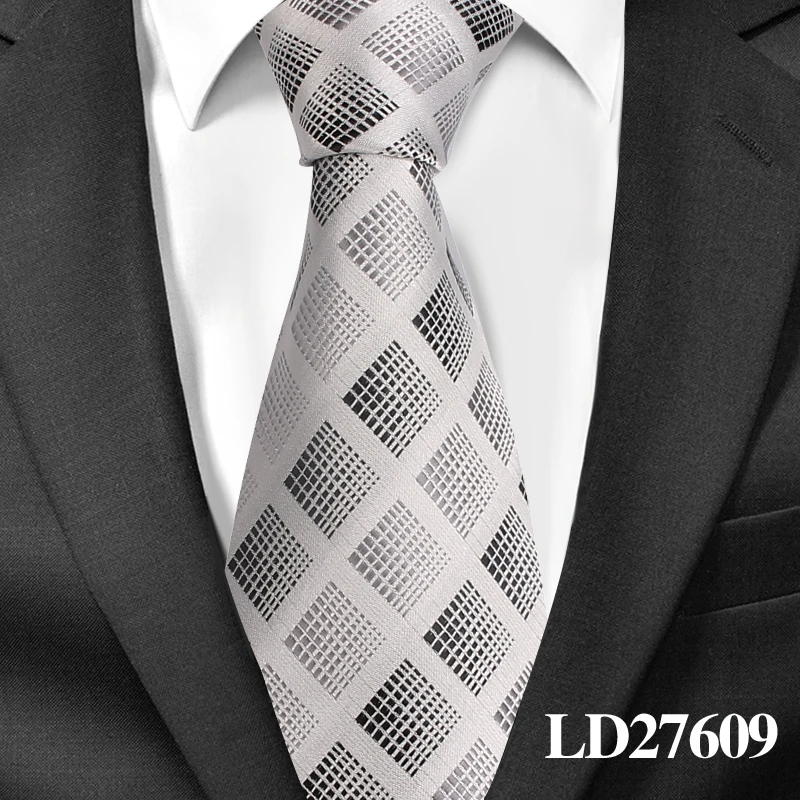 LD27609 Мужские галстуки, модные галстуки в клетку для свадьбы, бизнес, 8 см, widch, классический галстук, жаккардовый тканый галстук для жениха, мужской галстук - Цвет: LD27609