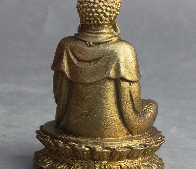 Free shipping Tibet Buddhism Brass Seat Lotus Sakyamuni Shakyamuni Buddha Statue Figurine | Statues &amp Sculptures