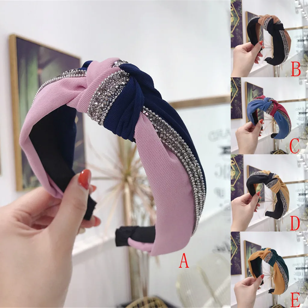 Женская Хрустальная повязка на голову тканевая аксессуары для волос |