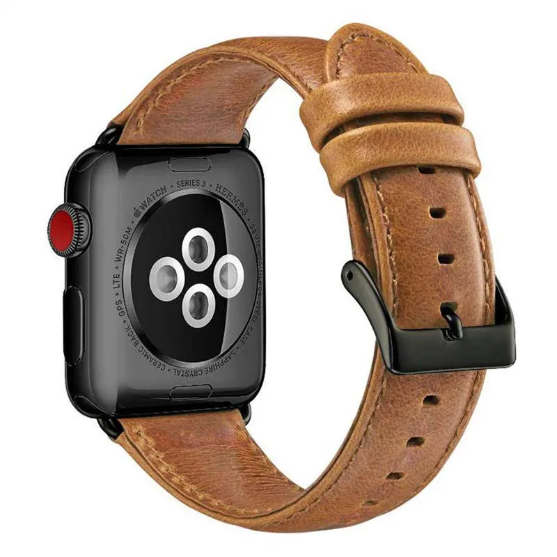 Ремешок из натуральной кожи для Apple Watch Series 4 браслет Iwatch series 3 2 1 38 мм 40 мужчин и