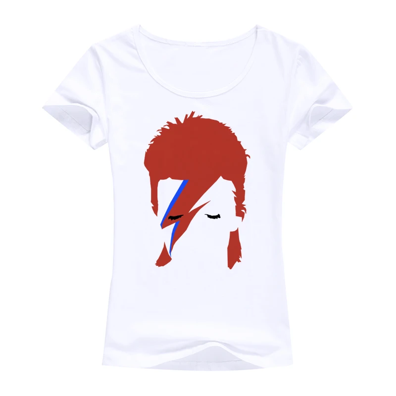 Панк Женская футболка 2016 рок Боуи Давид tumblr Ziggy Stardust хорошее качество Брендовая