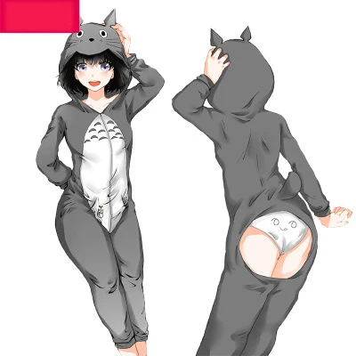 Footed Pajama Аниме! Tonari no Totoro Мой сосед Тоторо милые комбинезоны для мужчин и женщин для влюбленных косплей костюм пальто - Цвет: Footed Pajama