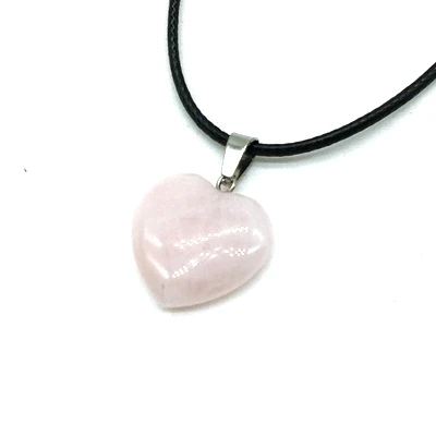 rose quartz 25 цветов камень шарик сердце очарование модное ожерелье подарок черный шнур провод Веревка Цепь Лава опал оникс Jaspers аметисты нефрит и т. Д - Окраска металла: rose quartz