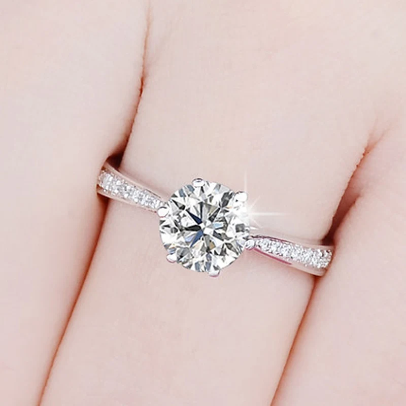 Обручальное кольцо ANI 18K из белого золота (AU750) с естественной сертификацией
