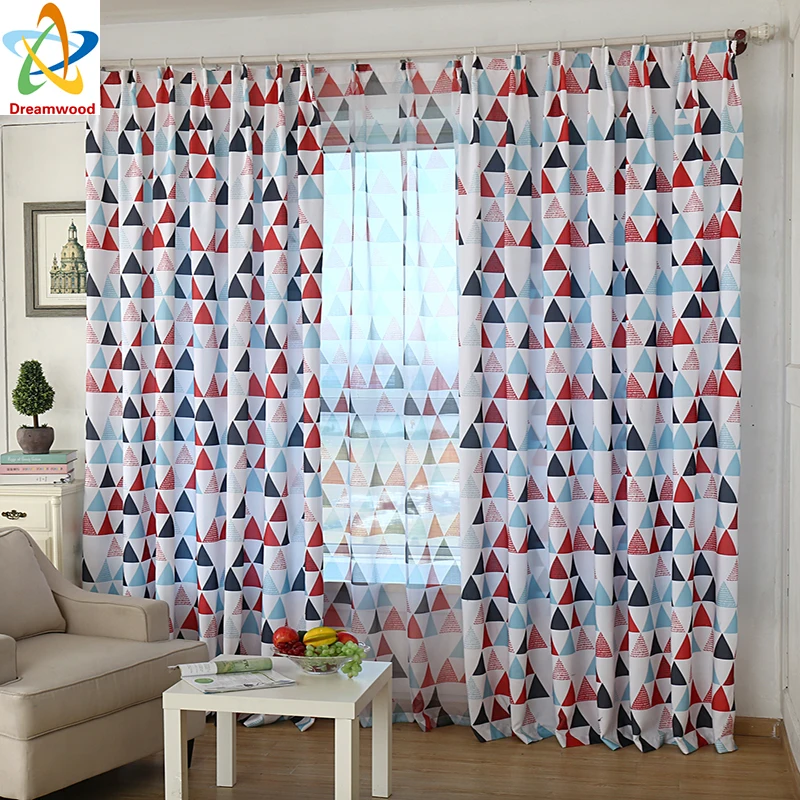 Полузатемненные оконные шторы из полиэстера и хлопка с смешанным принтом