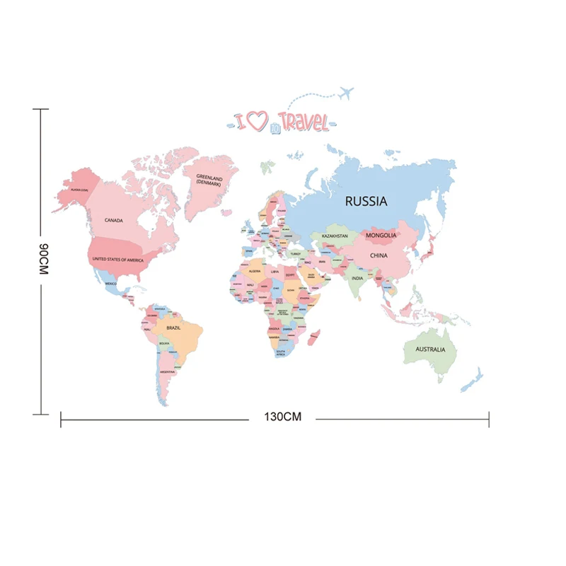 Горячая карта мира стикер для детей Красочные английские Mapa Mundi настенные наклейки для гостиной diy спальня Adesivo де Parede SD199