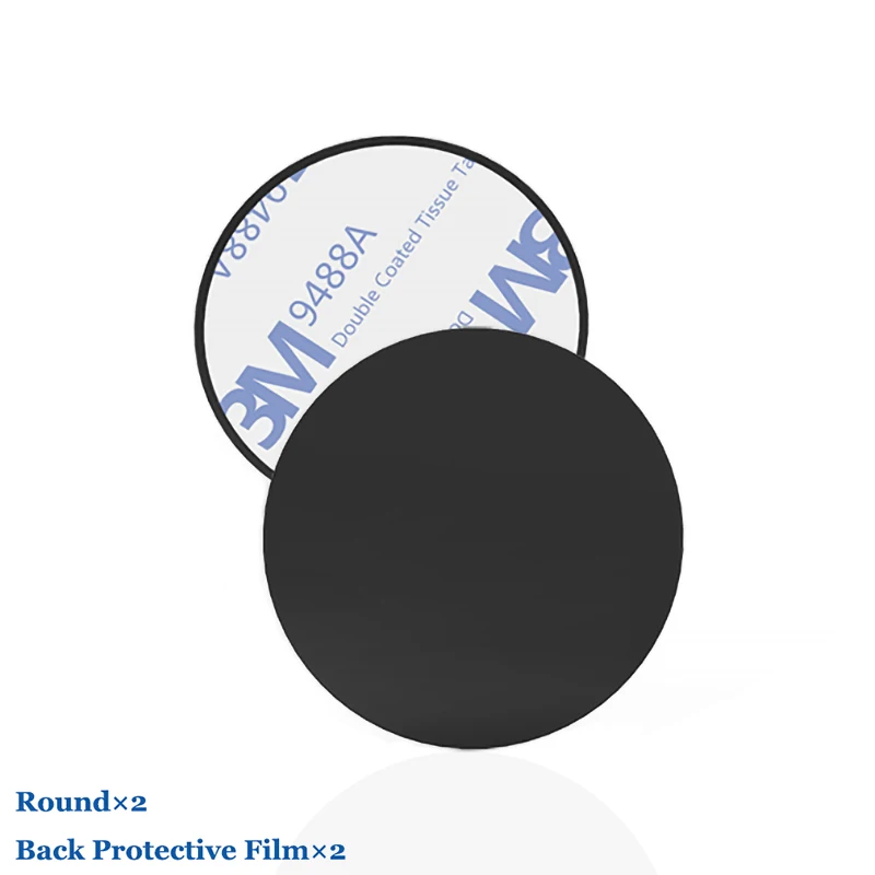2Pcs Round Black Металлическая пластина-диск, железный лист для магнита, держатель для мобильного телефона, замена для магнитных автомобильных держателей для телефона - Цвет: 2Pcs Round Black