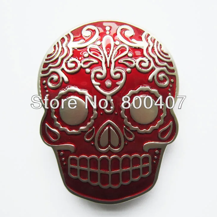 

Retail Distribute Vintage Red Tattoo Skull Belt Buckle BUCKLE-SK027RD Free Shipping