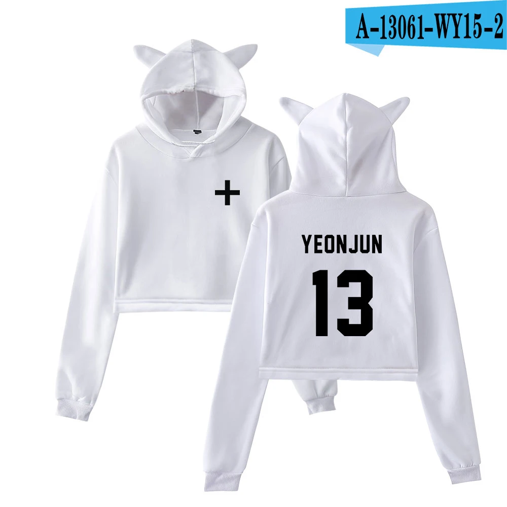 TXT Tomorrow X Together толстовки с кошачьими ушками женские модные толстовки с капюшоном с длинными рукавами горячая Распродажа Kpop повседневные сексуальные толстовки - Цвет: White