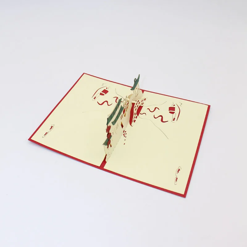 (10 шт./лот) 3D пейзаж бумажные карты стерео всплывающие китайский Jiangnan город жизни