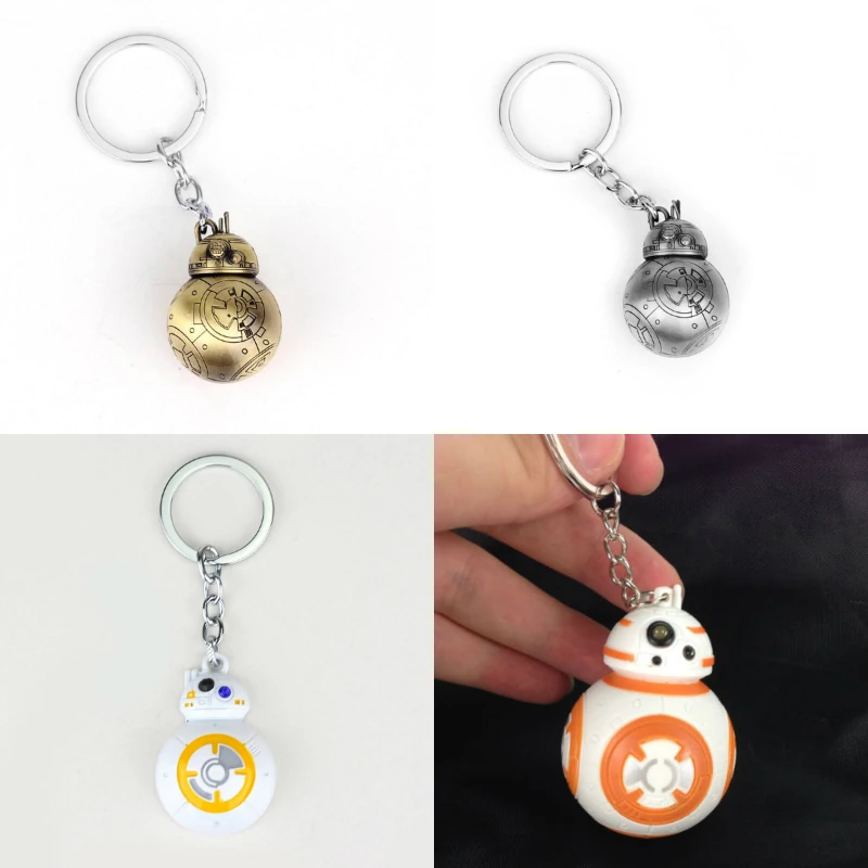 Звездные Войны Пробуждение силы BB8 робот фигура металлический брелок Звездные войны BB-8 светильник светодиодный фонарь со звуком брелок
