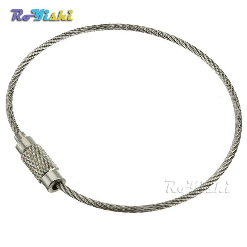 

100pcs/pack Stainless Steel Wire Keychain Cable Key Ring for Outdoor Hiking