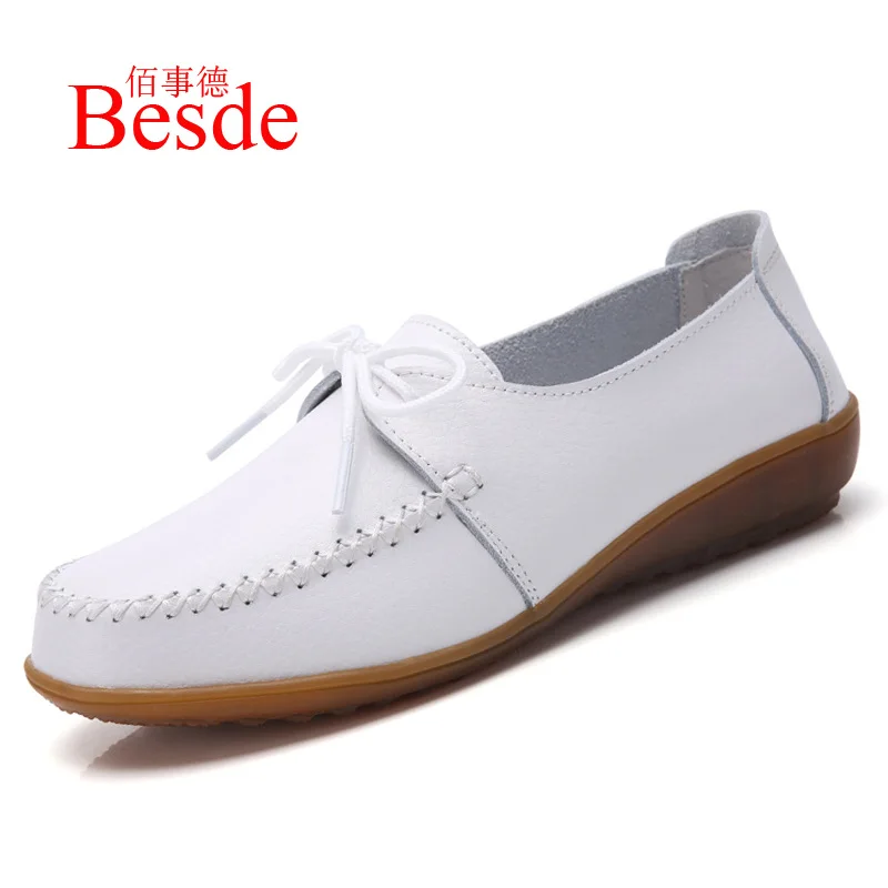 Genuine leather flats ladies Oxford shoes big size 270 loafers solid white shoes women new arrival casual flats woman shoes