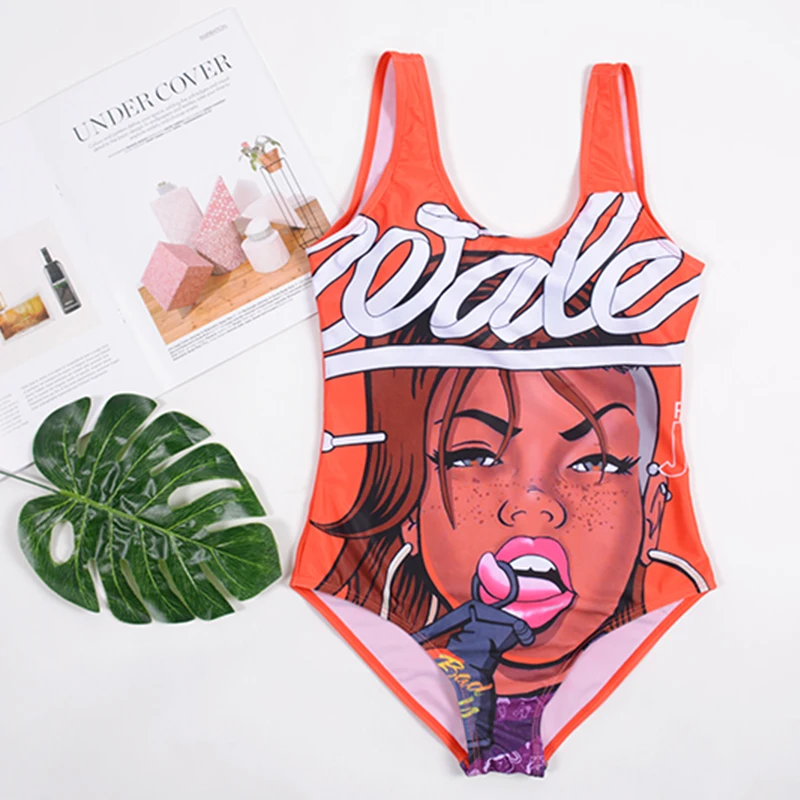 

Women Swimwear Push Up Swimsuit Cartoon Women High Leg Bikini Summer Beach Bathing Suit Swimsuit With High Waist Thong Bikini