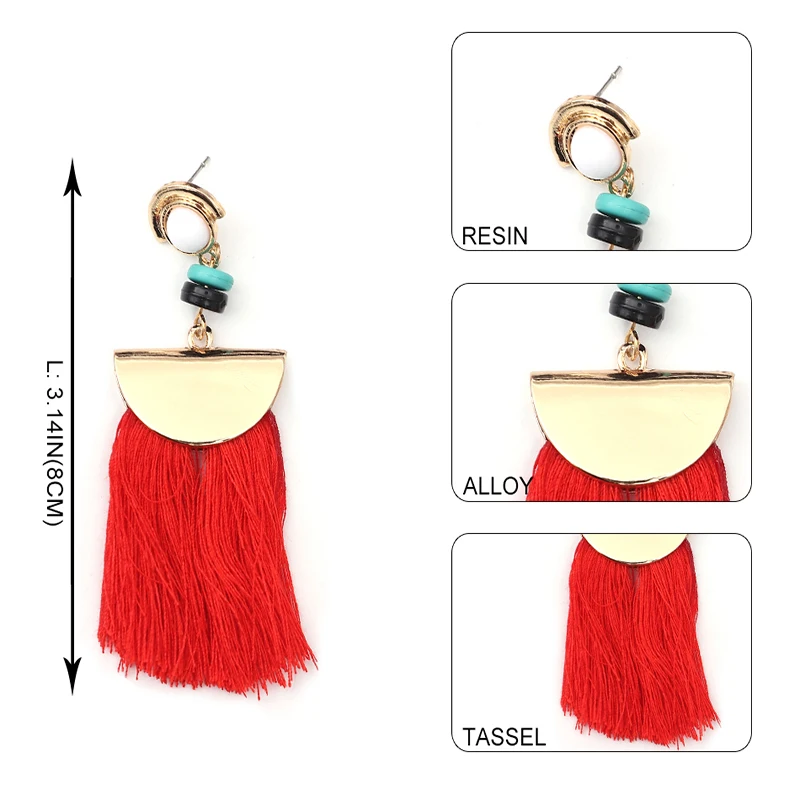Модные хлопковые широкие серьги с кисточками женские богемные Винтажные