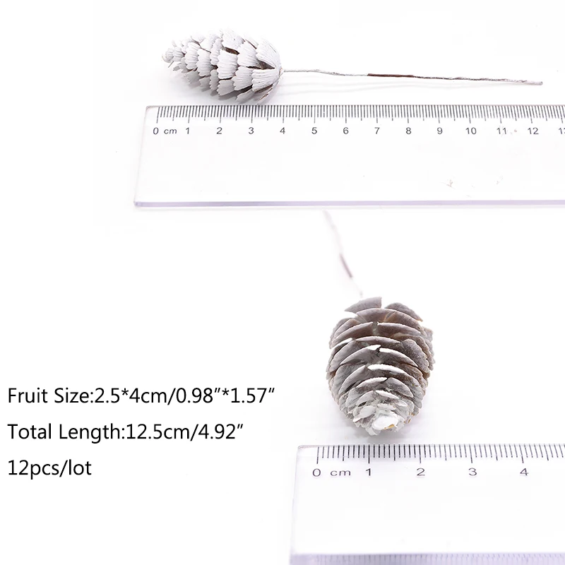 12pcs-4cm 12/20 шт белые Искусственные сосновые орехи шишки Искусственные цветы ананас трава для свадьбы Рождество DIY ВЕНОК Скрапбукинг Декор - Цвет: 12pcs-4cm