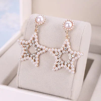 Изысканный Корона Головные уборы Star обруч жемчужный комплект серьги|Украшения