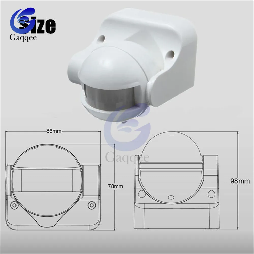 AC 220 V-240 V 110V 180 градусов на открытом воздухе IP44 Безопасности Инфракрасный датчик движения из pir детектор движения выключатель Max 12m 50 Гц 3-2000LUX
