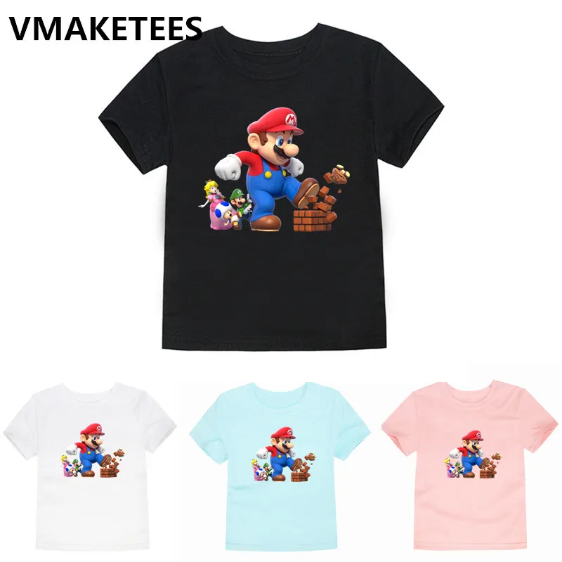 Детская Повседневная футболка с рисунком Супер Марио и Луиджи Летние