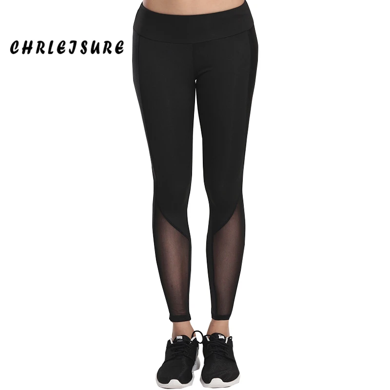 CHRLEISURE, черные женские модные леггинсы, из кусков, Полиэстеровые легинсы, тонкие, для тренировок, до лодыжки, леггинсы для женщин
