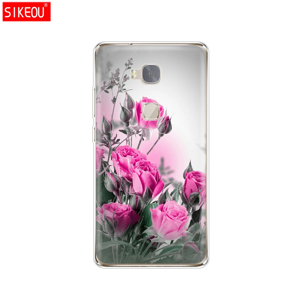 12072 Чехол для телефона huawei honor 5X, Мягкий ТПУ силиконовый чехол на заднюю панель 360, полностью защитный прозрачный чехол с цветочным принтом - Цвет: 12072