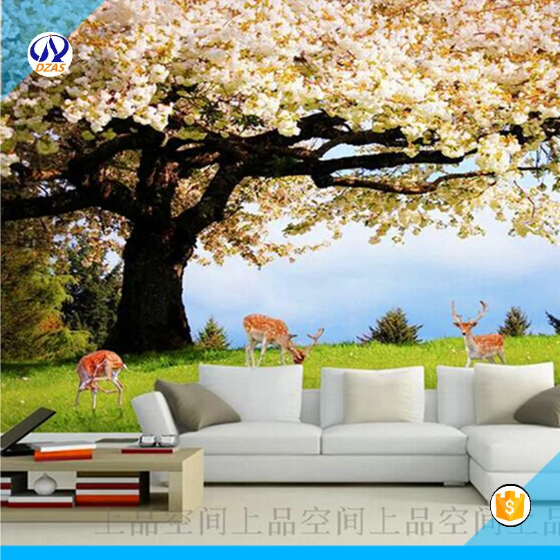 

2018 Large non-woven wallpaper murals modern living room TV sofa background dream tree AS-CX wallpaper mural