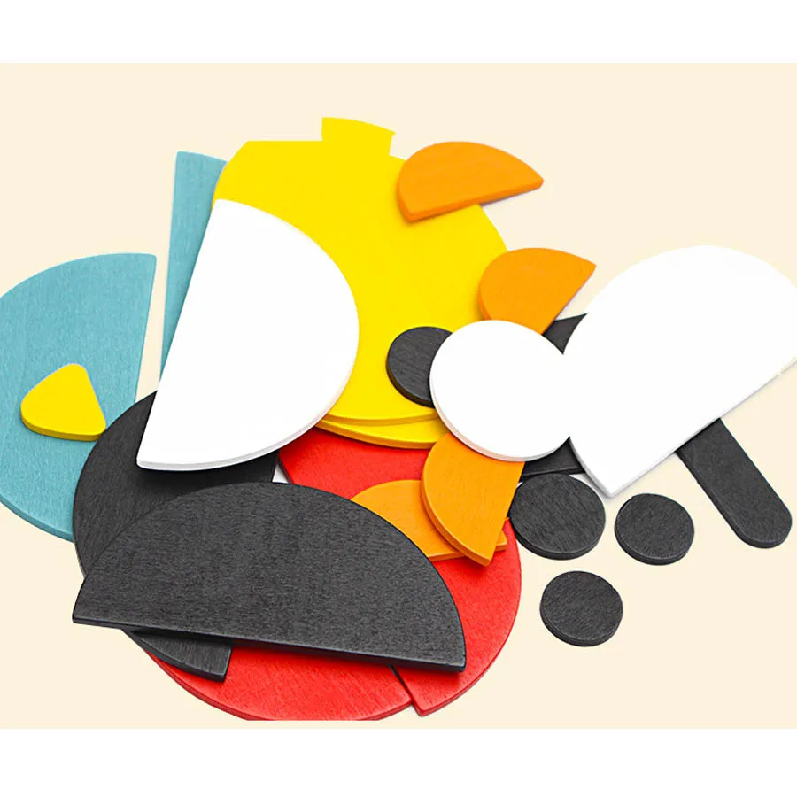 3D деревянные головоломки набор мультфильм животных Tangram Монтессори Обучающие Развивающие деревянные игрушки для детей старше 3 лет
