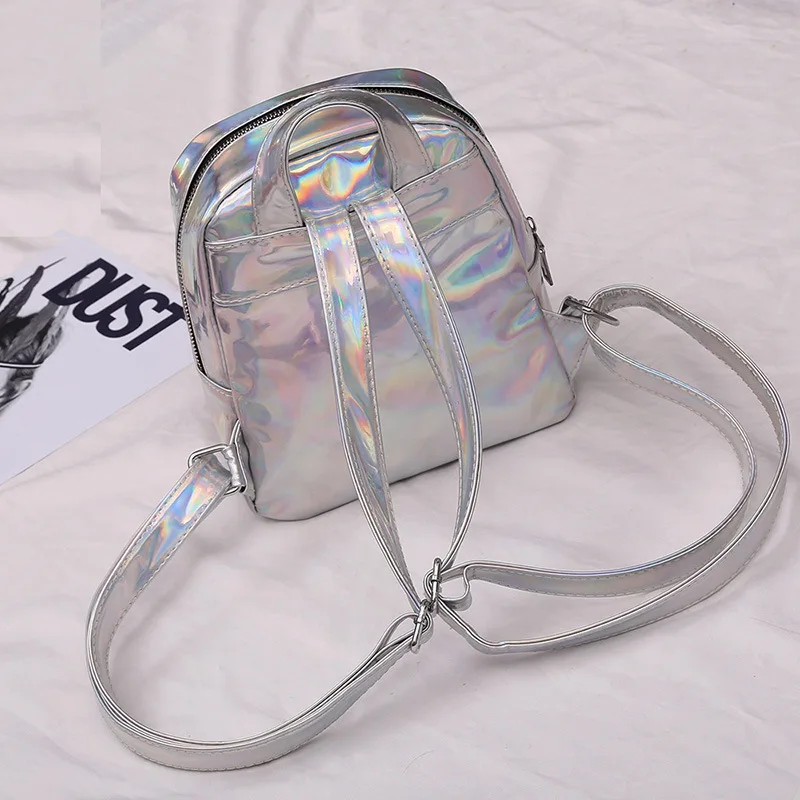 Laser Colors Fashion Mini Backpack For Women 2019 Summer New Soft PU Leather Cute School Bags Ladies Holographic MWX03 | Багаж и сумки