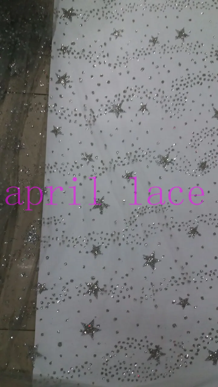 5 ярдов ap105 серебряная звезда Добби блестящая приклеенная ткань дышащая