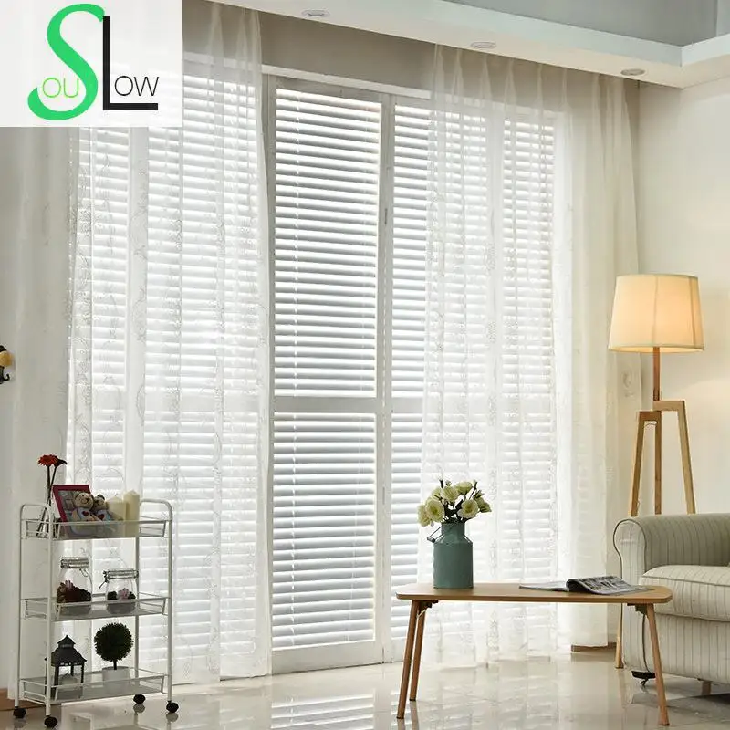 Современные Белые Простые шторы Slow Soul Европейский Тюль с вышивкой для гостиной