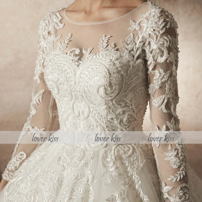 Свадебное платье для влюбленных свадебное принцессы с длинным рукавом и бисером