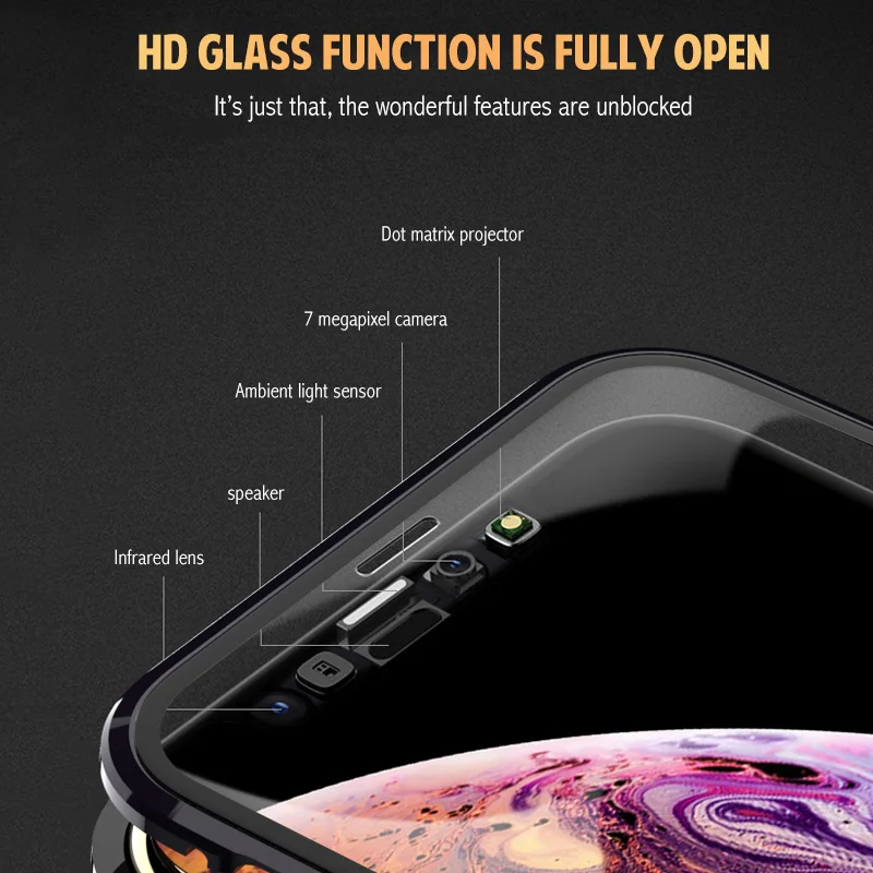 Обновленный металлический магнитный чехол для iPhone X, XR, XS MAX, высококачественный двойной чехол из закаленного стекла на магните для iPhone 7, 8, 6, 6s Plus
