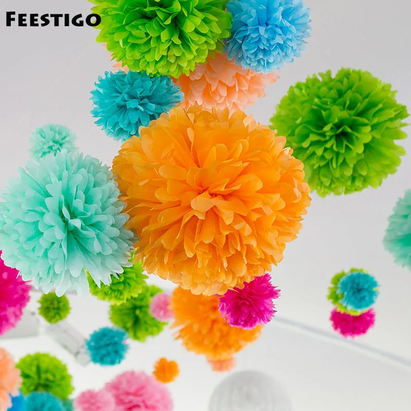 

6pcs 6" 8" 10"(15cm 20cm 25cm) Flower Ball Tissue Paper Pom Poms For Bridal Wedding Decoration Birthday Party Baby Shower Home