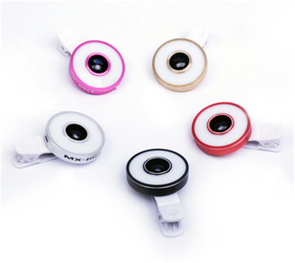 HD Clip-on Phone Lens Camera Fisheye Flash Light 2 IN 1 Mobile Lenses Fish eye Wide Angle Kit For iPhone Samsung | Мобильные