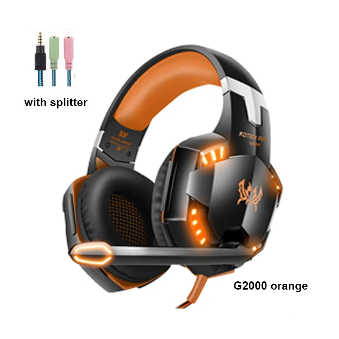 G2000 orange cable KOTION EACH G2000 G9000 игровые гарнитуры Игровые наушники гарнитура стерео наушники с микрофоном для ПК геймера в розничной упаковке - Цвет: G2000 orange cable