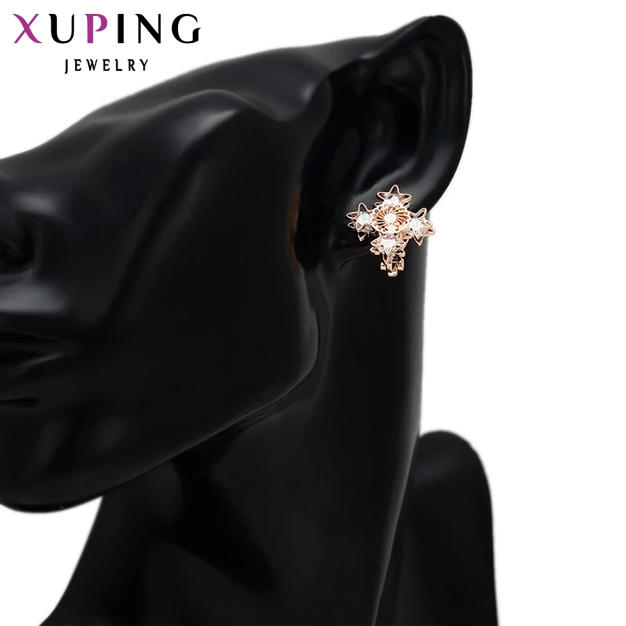 Модные серьги Xuping романтичные женские серьги-клипсы с золотым покрытием