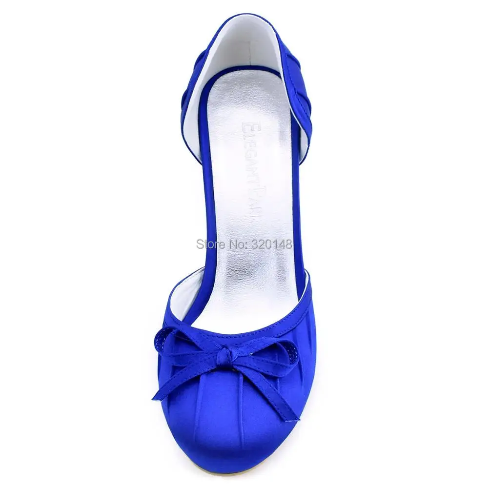 Милые женские туфли на высоком каблуке Цвет Синий Женские атласные с круглым